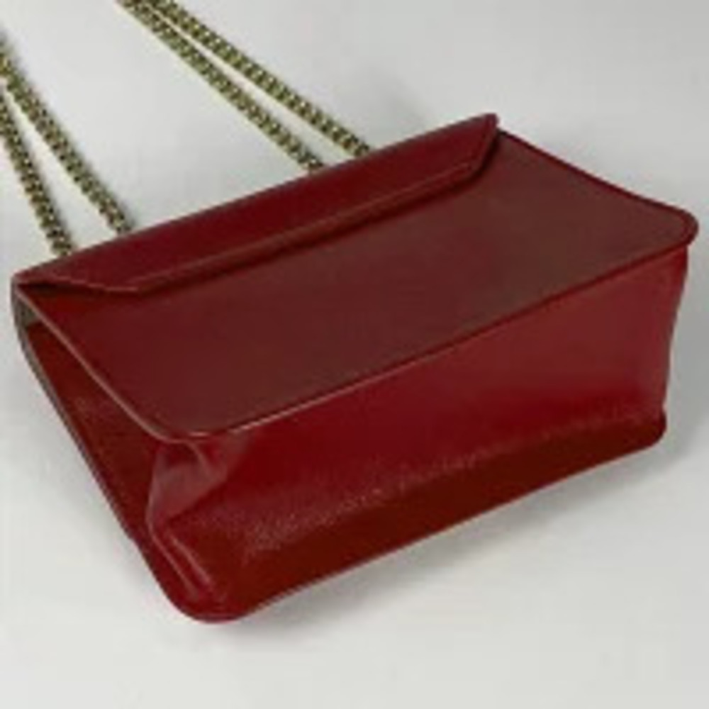 Furla Leather Shoulder Chain Handbag Bag Double Metropolis Red